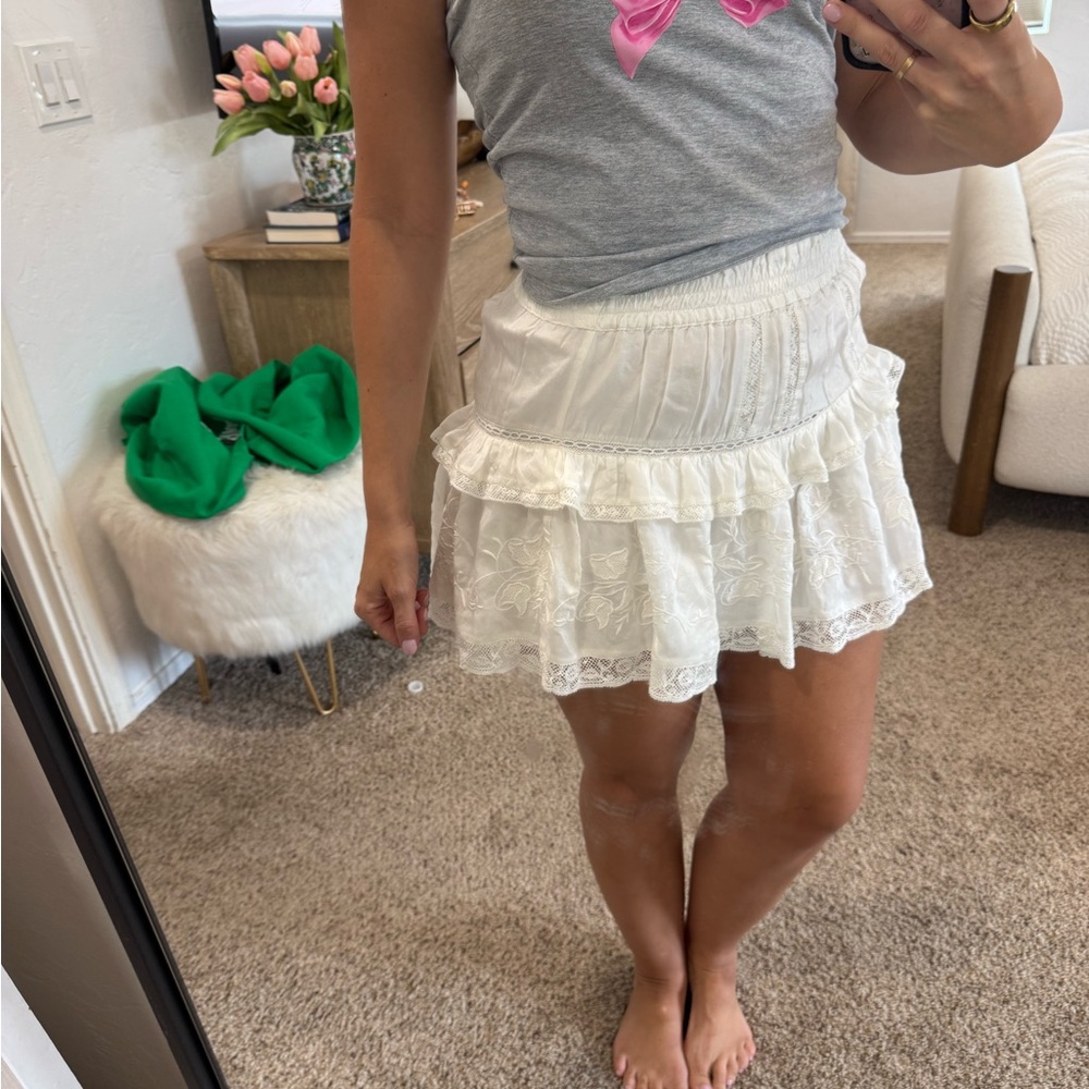 LoveShackFancy White Ruffle Skirt